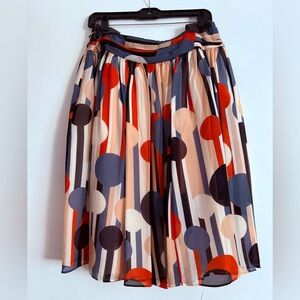 Orange and Gray Pleated A-Line skirt